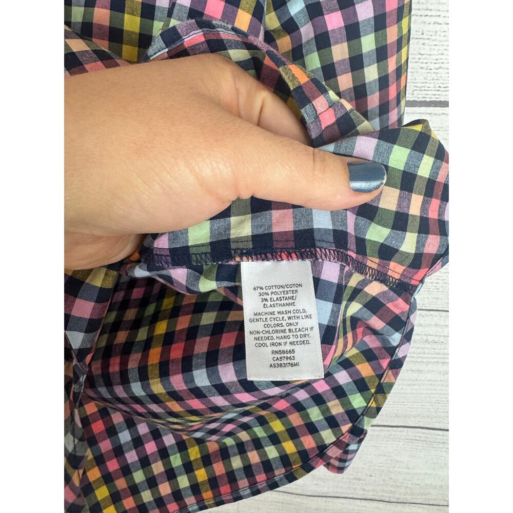 1901 Women's Colorful Gingham Button Up Long Sleeve Top Size Small - Picture 5 of 6